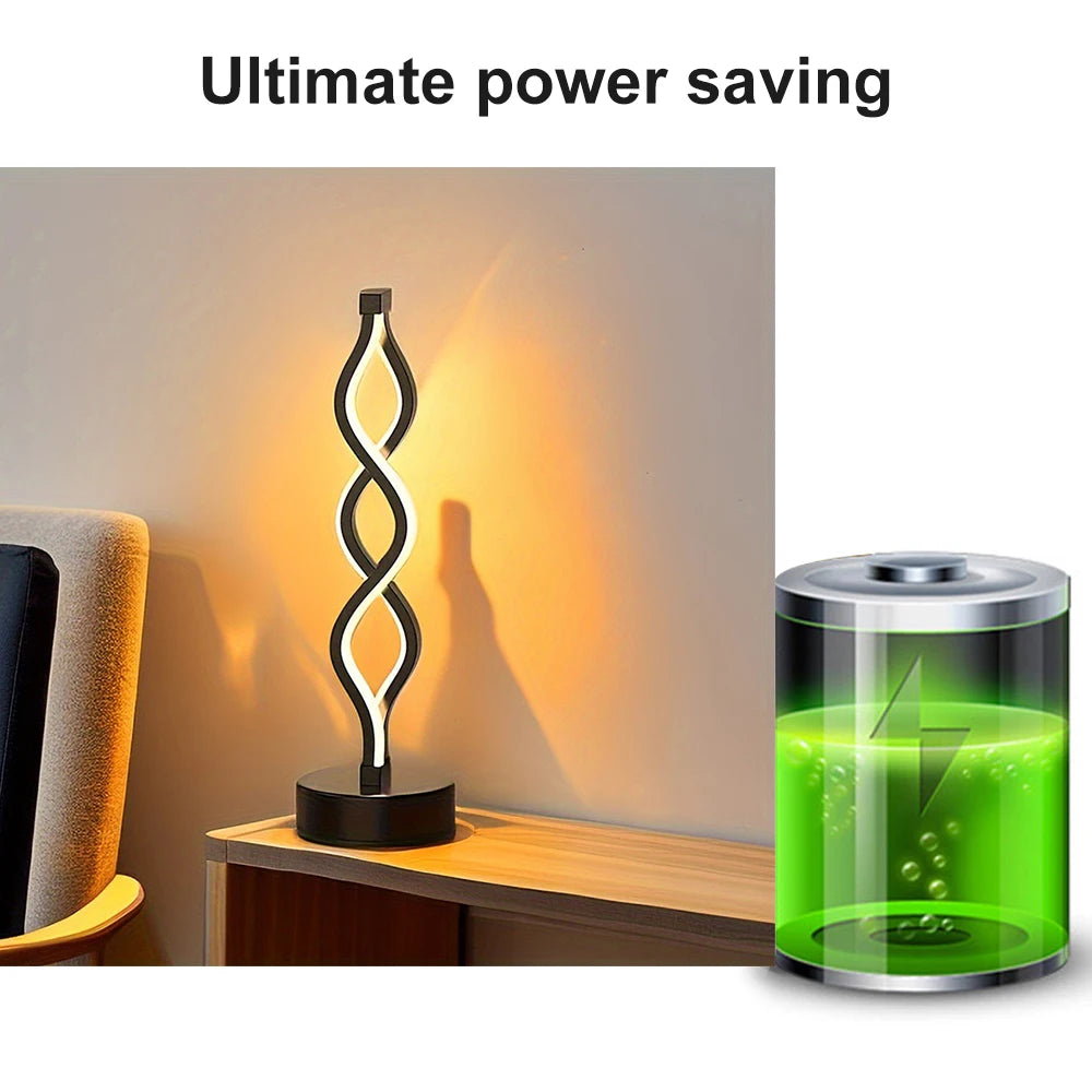 LED Spiral Table Lamp Tricolor Adjustable Brightness Creative Room Decoration Light USB Powered Eye-Protection Lamp