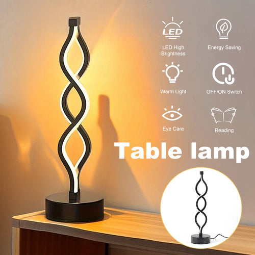 LED Spiral Table Lamp Tricolor Adjustable Brightness Creative Room Decoration Light USB Powered Eye-Protection Lamp