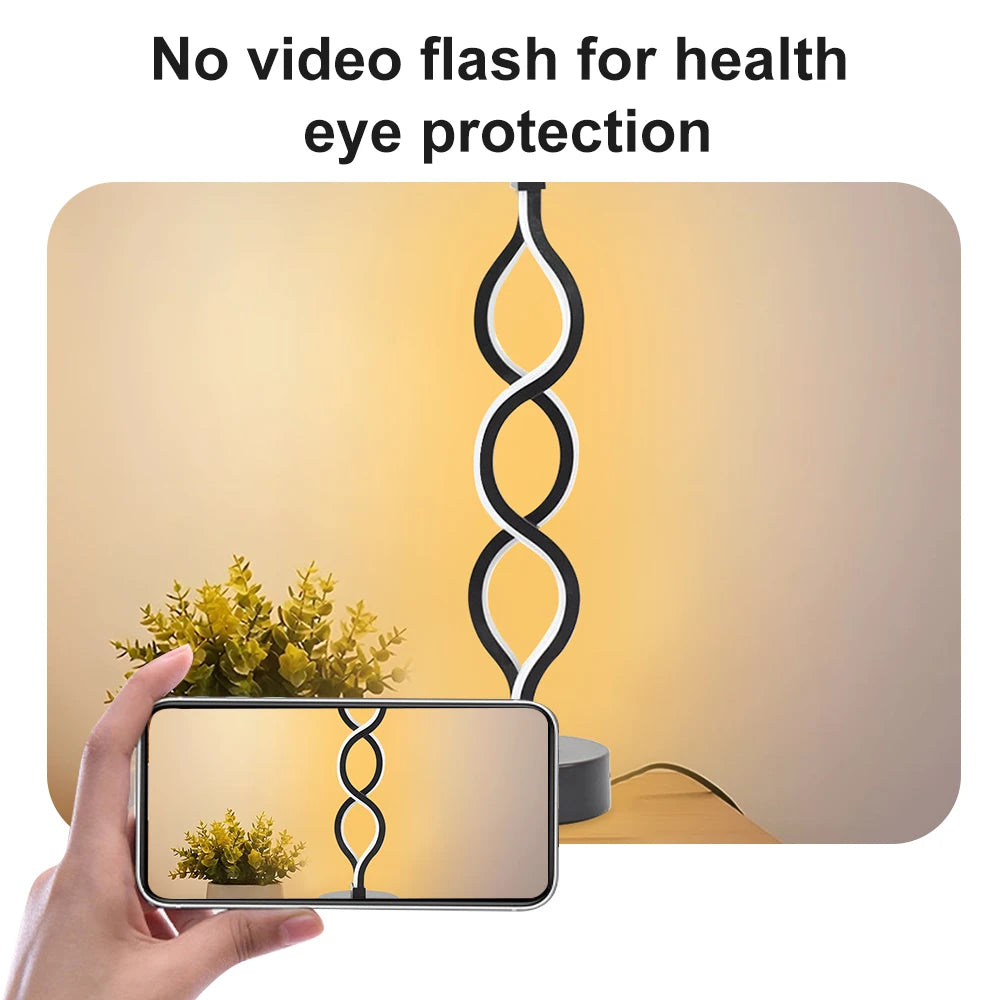 LED Spiral Table Lamp Tricolor Adjustable Brightness Creative Room Decoration Light USB Powered Eye-Protection Lamp