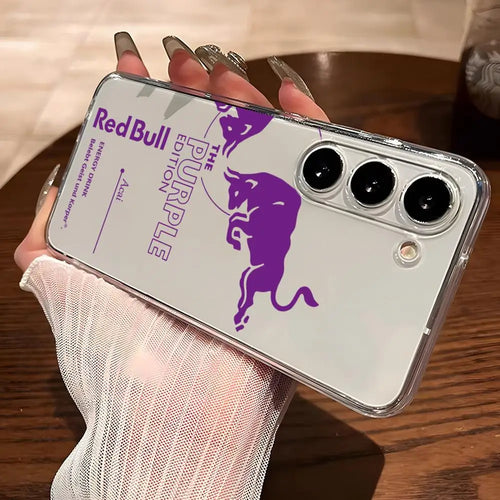 Red Bull Logo Phone Case for Samsung S26 S25 S24 Ultra S23 Fe S22 S20 S21 plus plus 5G Fe Transparent Cover