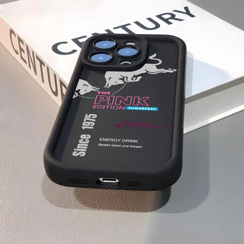 Luxury Red Design B-Bulls Phone Case Simple Solid Color Frosted Silicone for Iphone 17 16 13 12 15 14 Promax plus All Inclusive